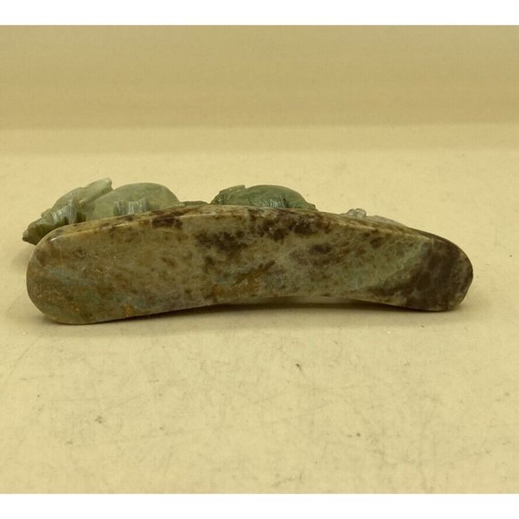 Vintage Carved Stone Trailing Elephants 3 In A Row Soapstone 4.5” Long - Picture 8 of 14